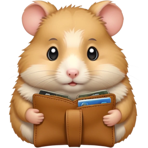 cartoon-style hamster melancholy expression opening his wallet to showcase nothing emoji
