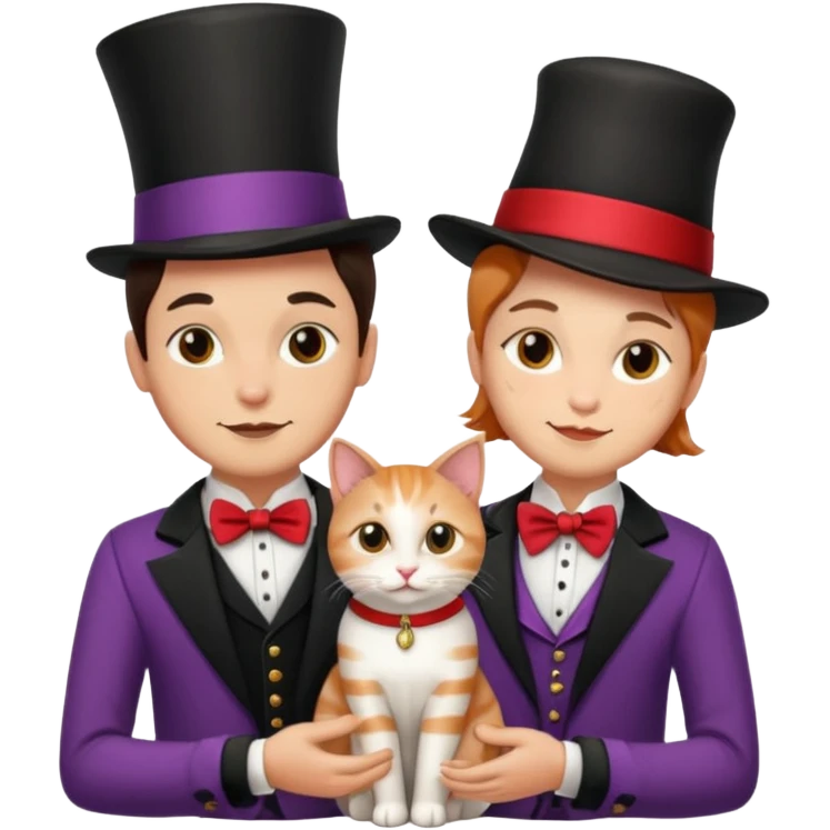 magician couple and their pet cat emoji