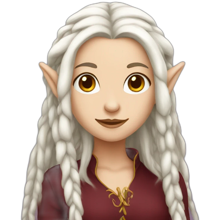 white elf girl with maroon dreadlocks emoji