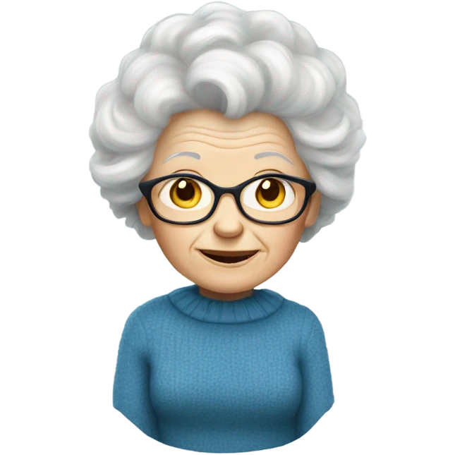 an elderly white woman with a fluffy hairstyle wearing a blue sweater emoji