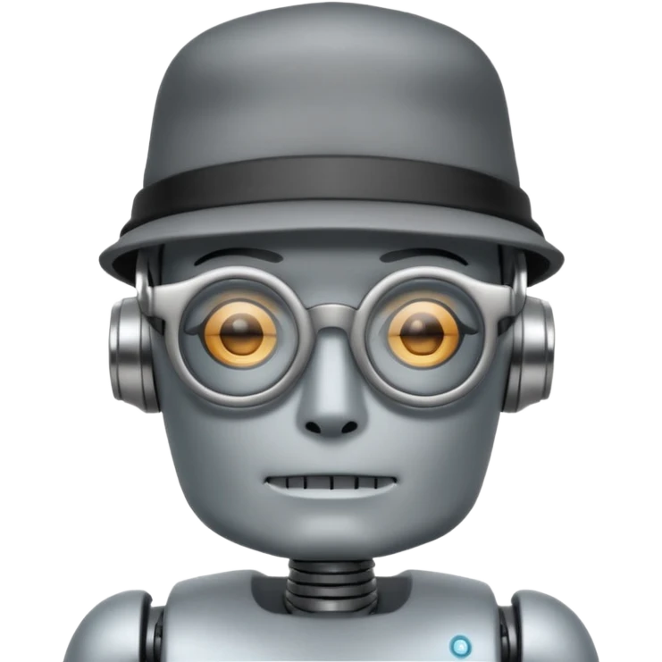 tattoed robot with hat and glasses emoji