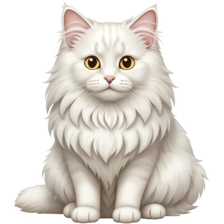 Majestic white norwegian forest cat sitting regally emoji