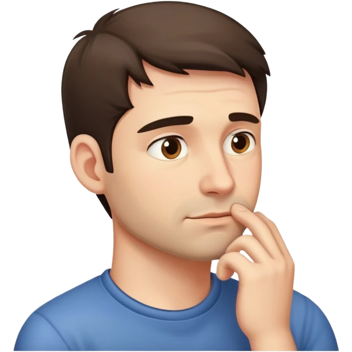 35 yers old man, pensive and tapping chin emoji