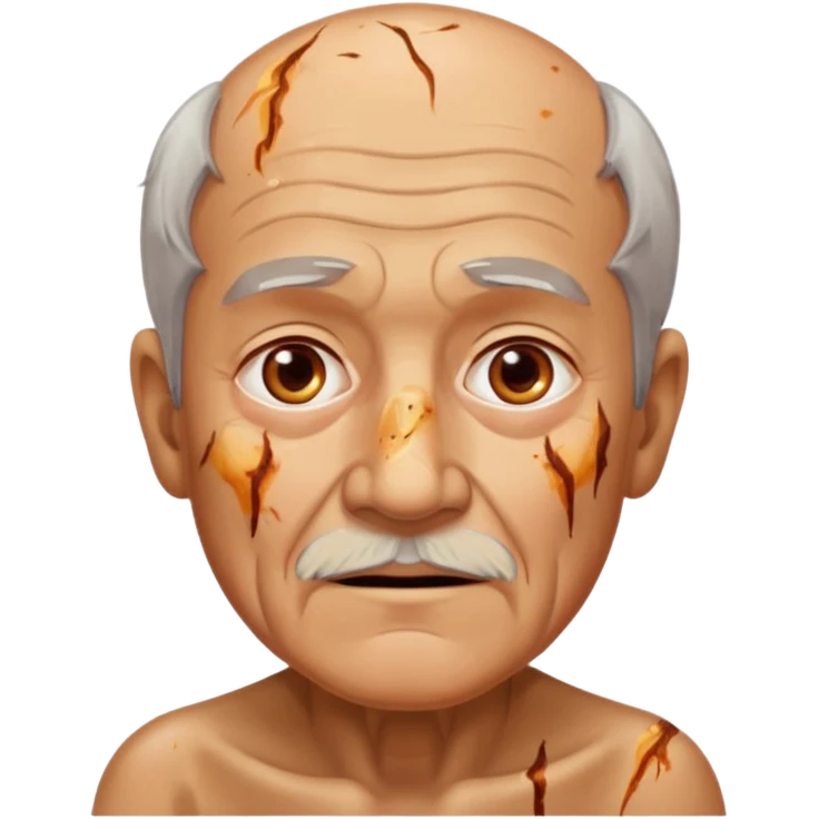 AN OLD MAN FULL OF BURNED MARKS BECAUSE OF COOKING OIL emoji