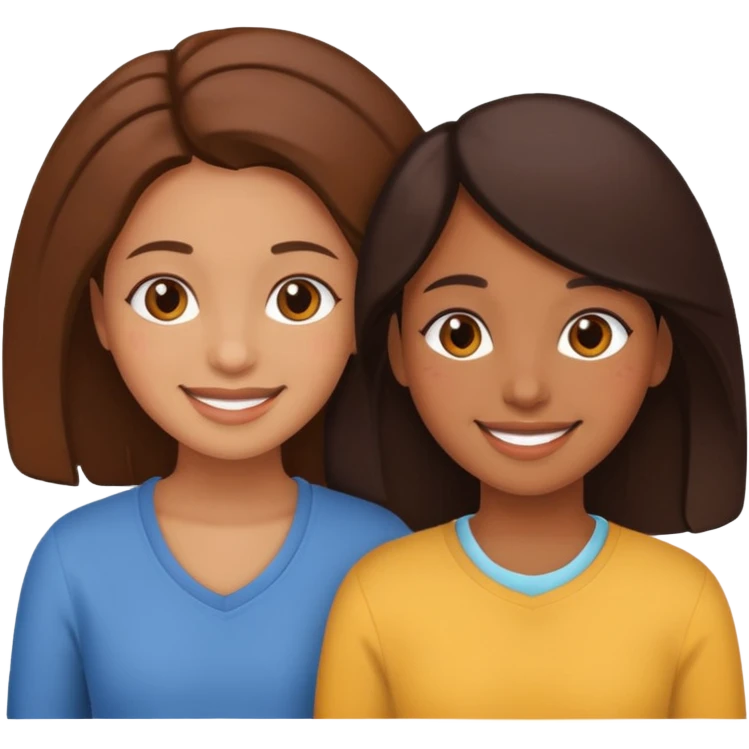 Two brown girls mentally connecting  emoji