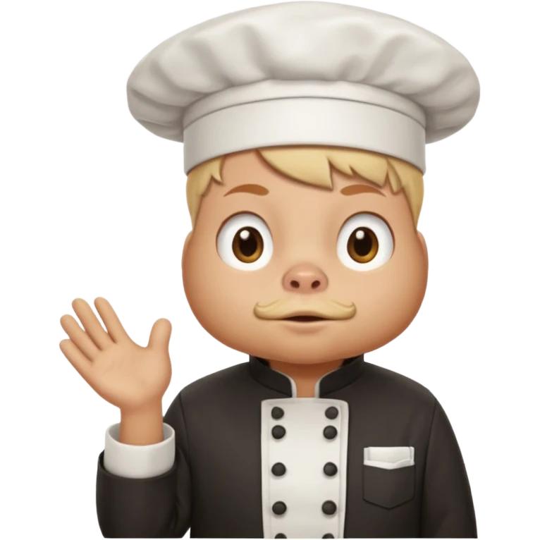 Gallina con ropa de chef con una cara de conflicto de aprovacion y demostracion emoji
