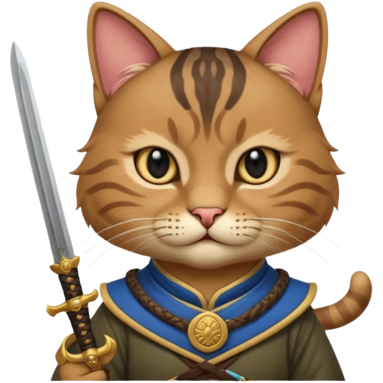 cat mogolian ancient army with small sword emoji