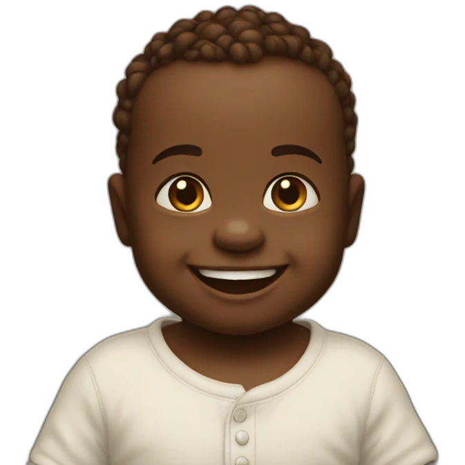 The baby smiles in front of the photographer emoji