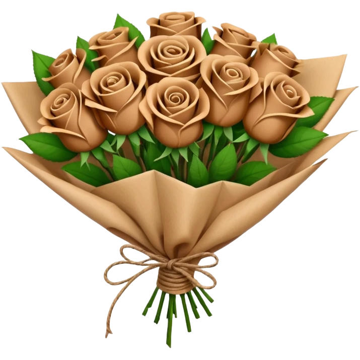 Bouquet of brown roses in a paper package emoji