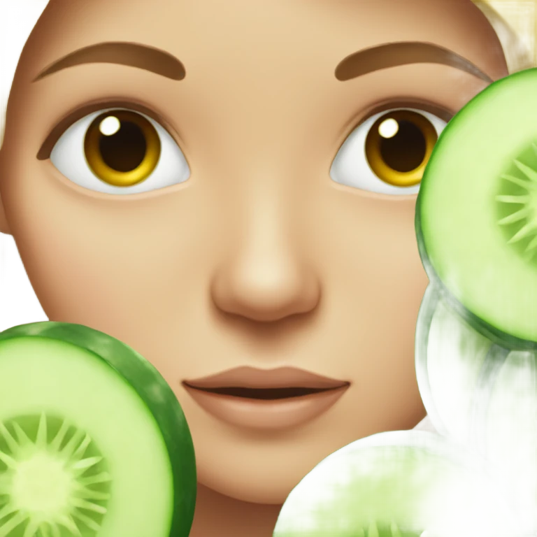 Girl with cucumber slices on her eyes emoji