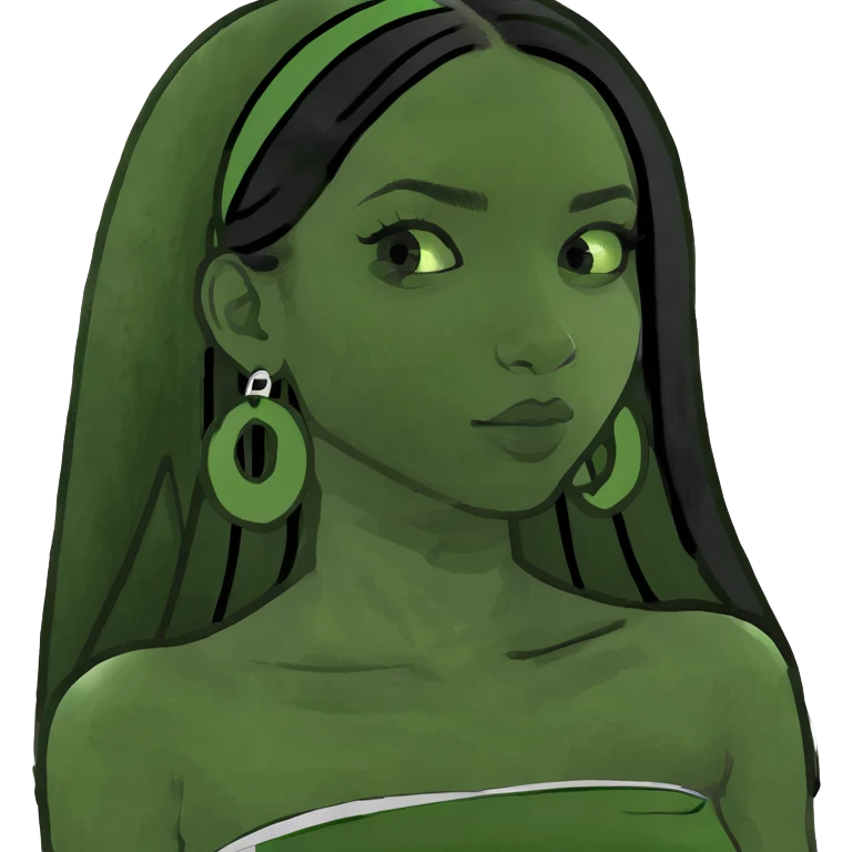 Black girl with long straight black hair wearing a white tube top emoji