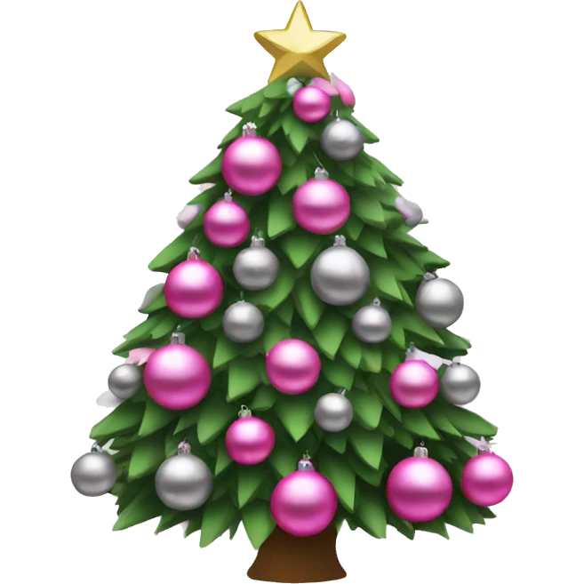 Christmas tree with pink and silver ball balls emoji