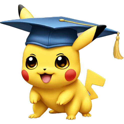 baby pikachu wearing graduation cap emoji