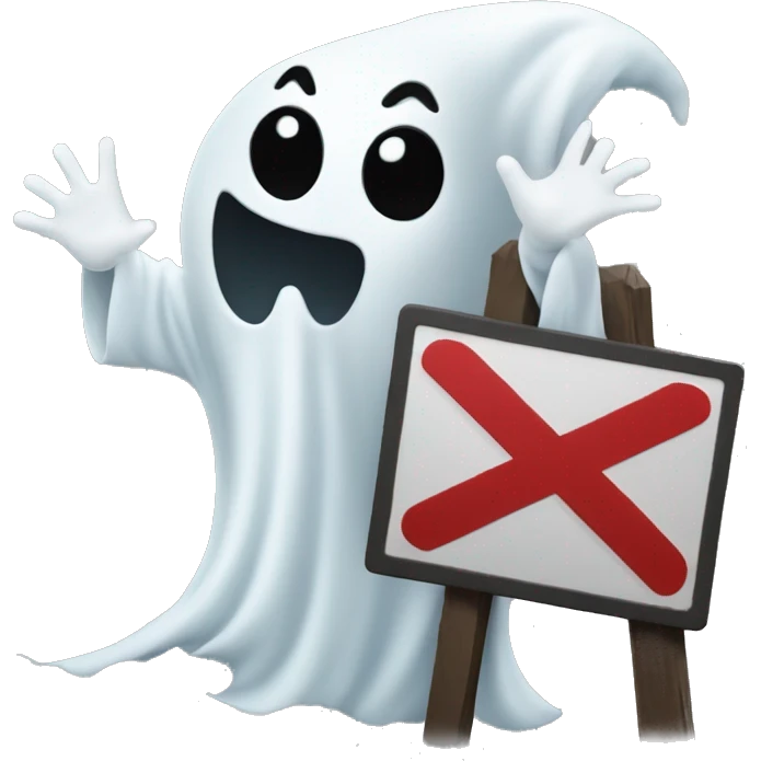 Ghost holding a 'no entry' sign emoji