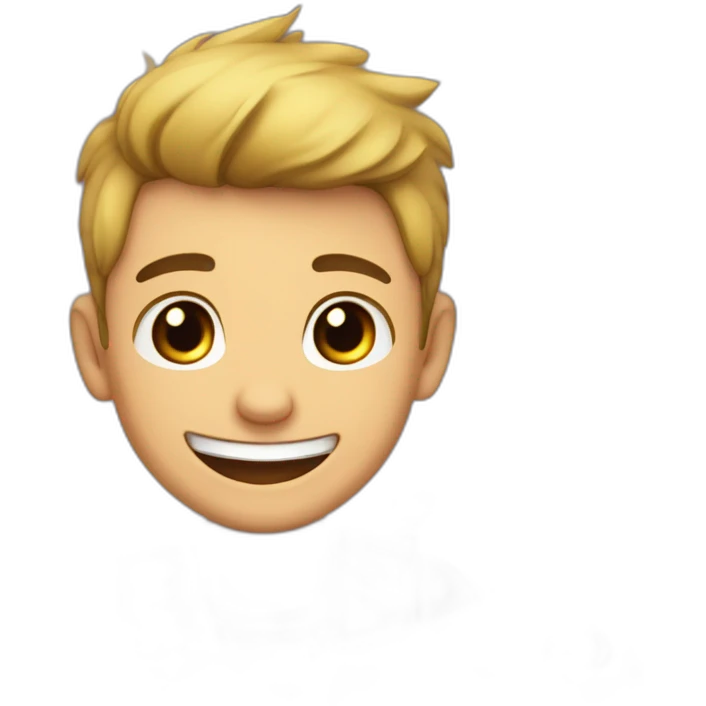 joven muchacho festejando con los brazos hacia arriba feliz emoji