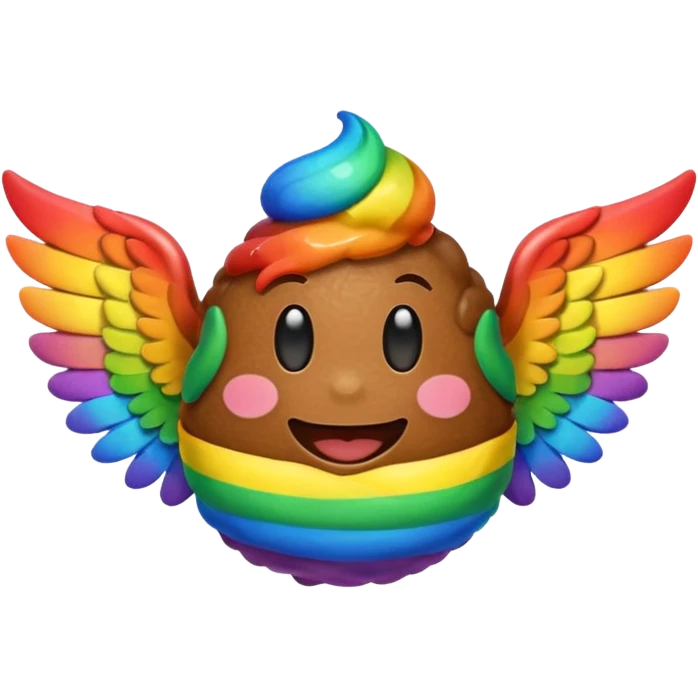 rainbow poop emoji with wings emoji