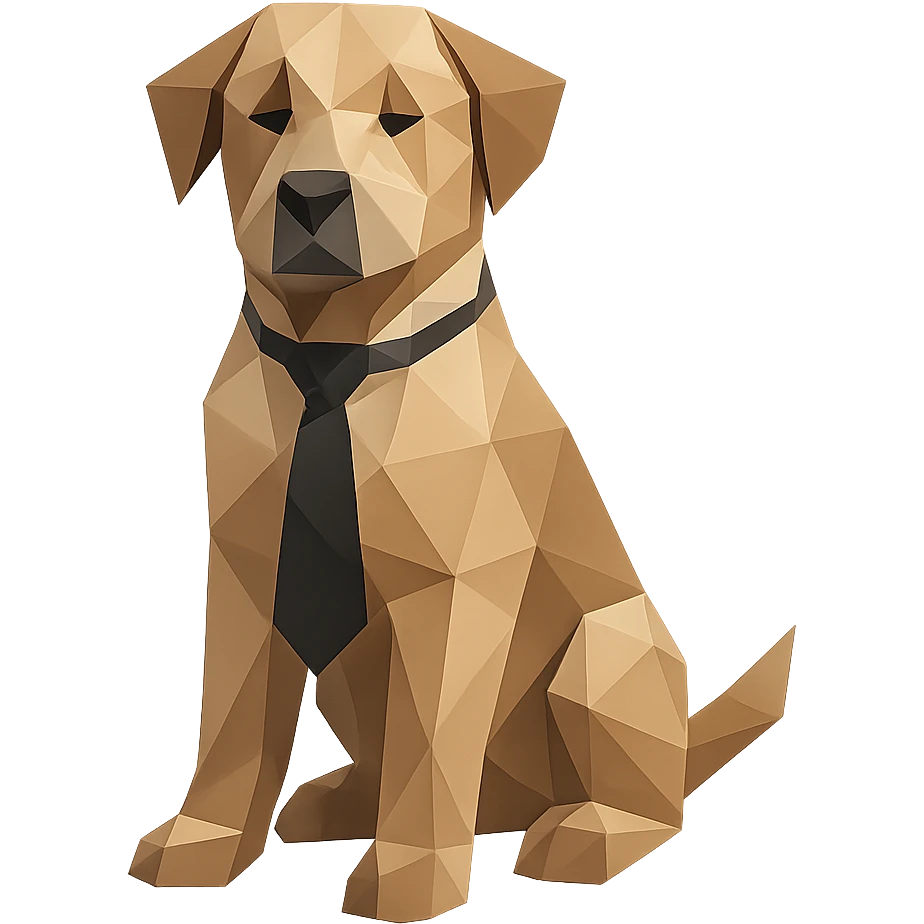 low-poly polygonal style dog wearing a tie emoji