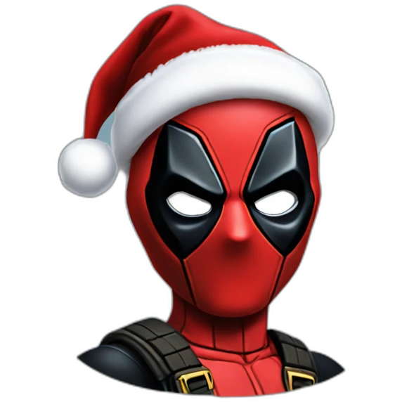 Deadpool wearing Santa's hat emoji