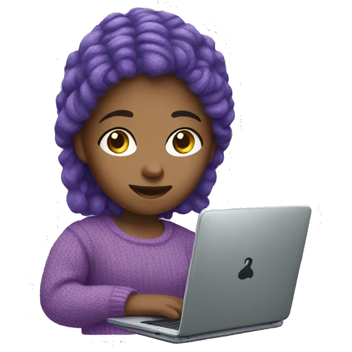 Girl with a laptop and violet sweater  emoji