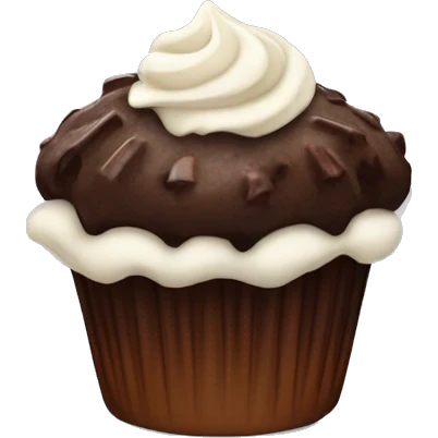 Chocolate muffin with frosting on top emoji