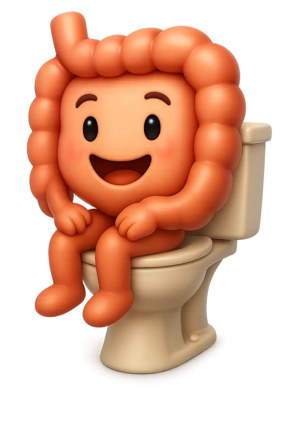 EMOJI STILE IPHONE 3D DI intestino felice seduto sul wc  FALLO MOLTO REALISTICO IN 3D emoji