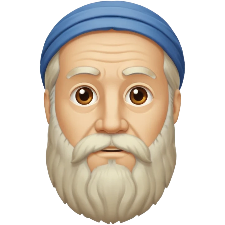 Plato, ancient Greek philosopher, flowing beard, wise and calm expression, iOS emoji style, clean and modern flat design emoji