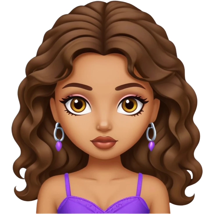 pretty bratz baddie, olive skin, exotic, brown wavy hair emoji