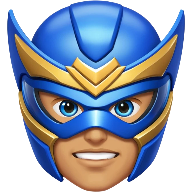 Blue power ranger with blue eye mask in a fight emoji