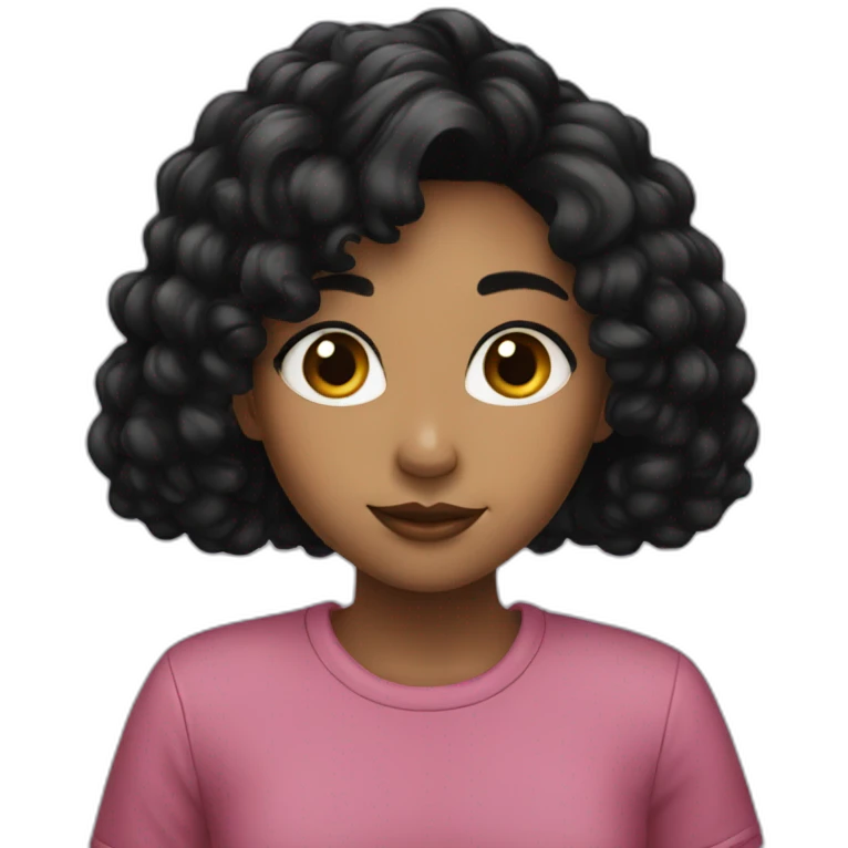 A girl black hair and cool emoji