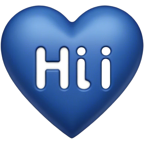 Dark blue heart with the words hi in the middle  emoji