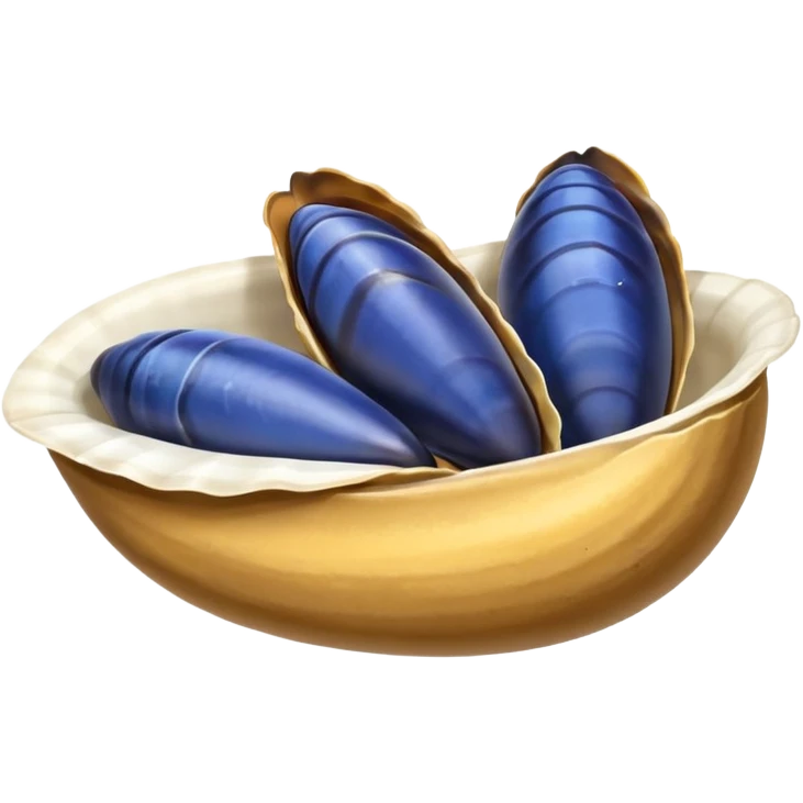 simple cartoon emoji of 3 open mussels emoji