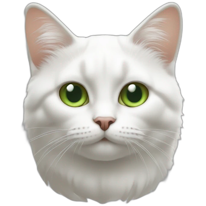 Chat blanc aux yeux verts, avec bout des oreille marron emoji