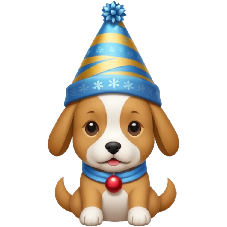 Dog in new yaer hat wrapped paper new yaer  emoji
