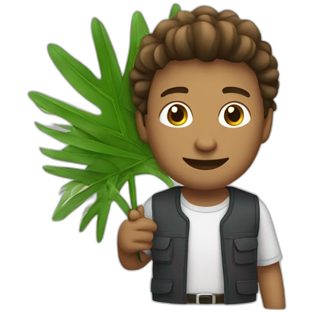 fanning a man with palm leaves emoji