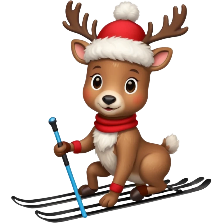 baby reindeer skiing emoji