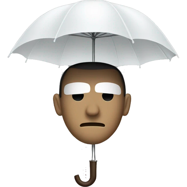 A secret man with a hide face under a white umbrella emoji