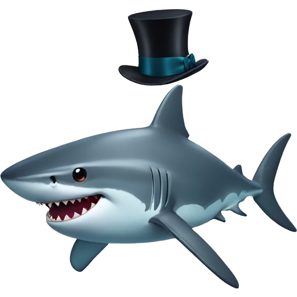 Shark with a top hat emoji