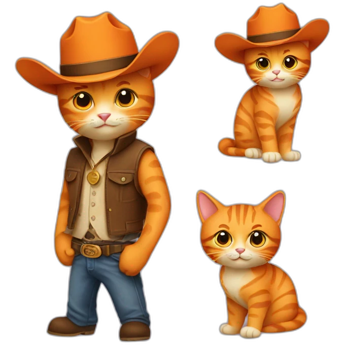 2 orange cats with cowboy hats emoji