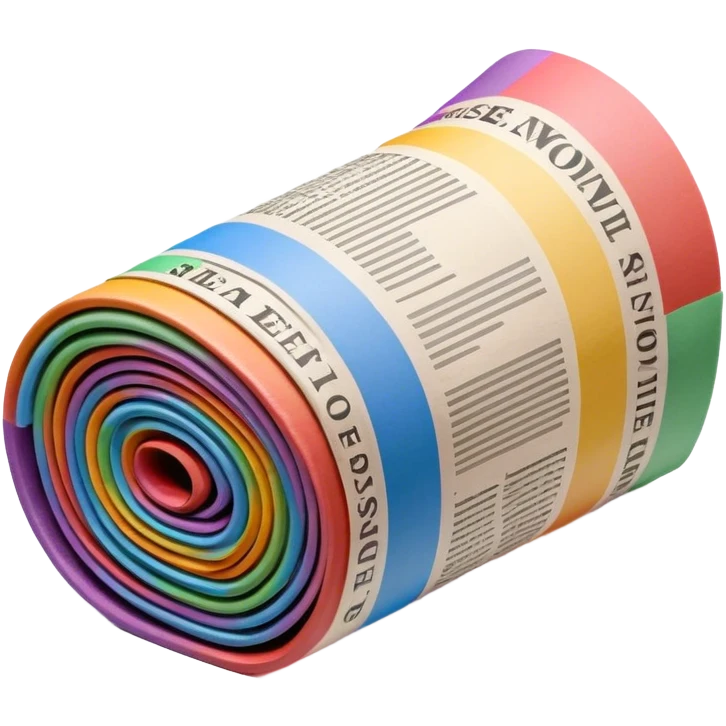 rainbow rolled up newspaper emoji