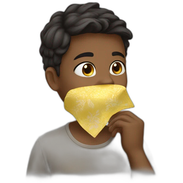 girl puts a handkerchief on his mouth emoji