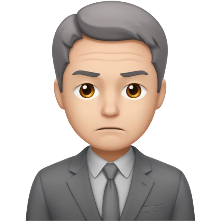 a liittle tired and frustrated entepreneur (only his face). with suit and only a little bit emotional face emoji