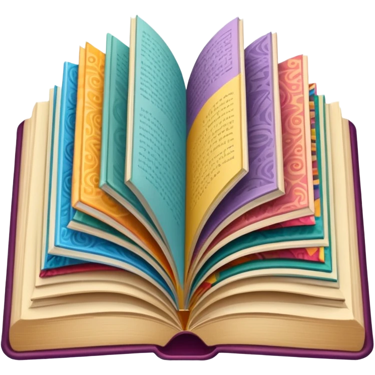 an open book with wallpaper samples. emoji