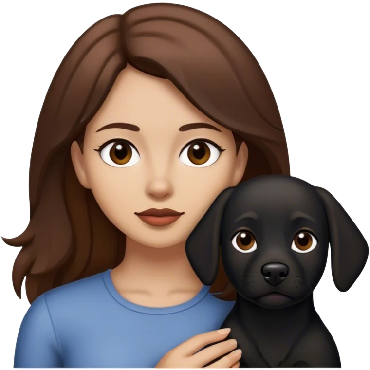 mujer psicóloga con cabello castaño y con su perro negro emoji