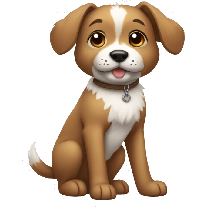 kokoni dog light brown and white, furry ears and neck tattoo emoji