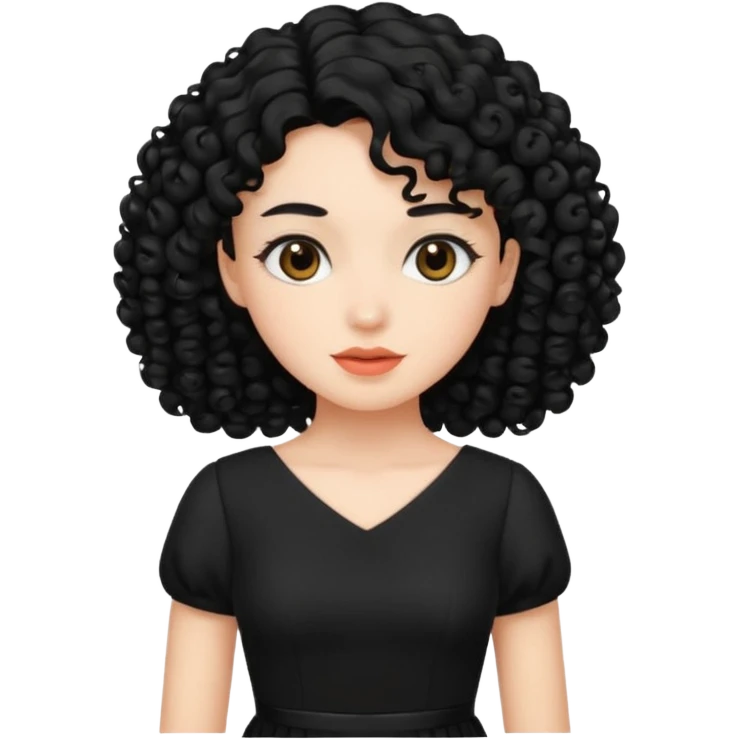 black dress curly hair emoji