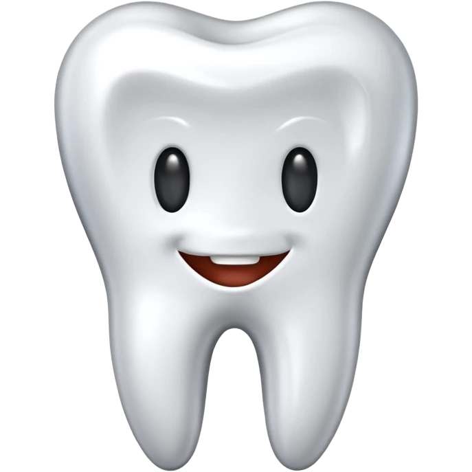 human tooth emoji, smooth chrome ceramic-metal texture, clean medical luxury aesthetic, isolated on white, no face emoji