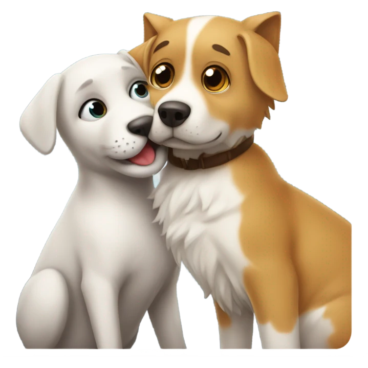 un perro dandole un beso a un gato emoji