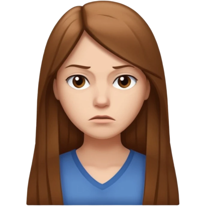 create a white woman with brown long sthaight hair who is thinking that she is a bad person emoji