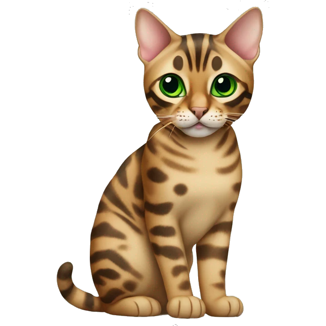 bengal cat, green eyes, cappucino color emoji