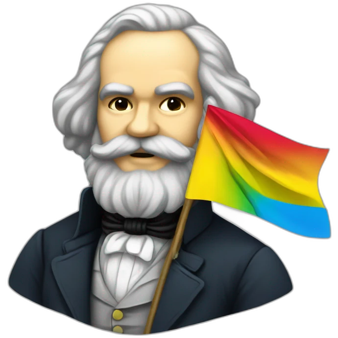 karl marx holding a pansexual flag emoji